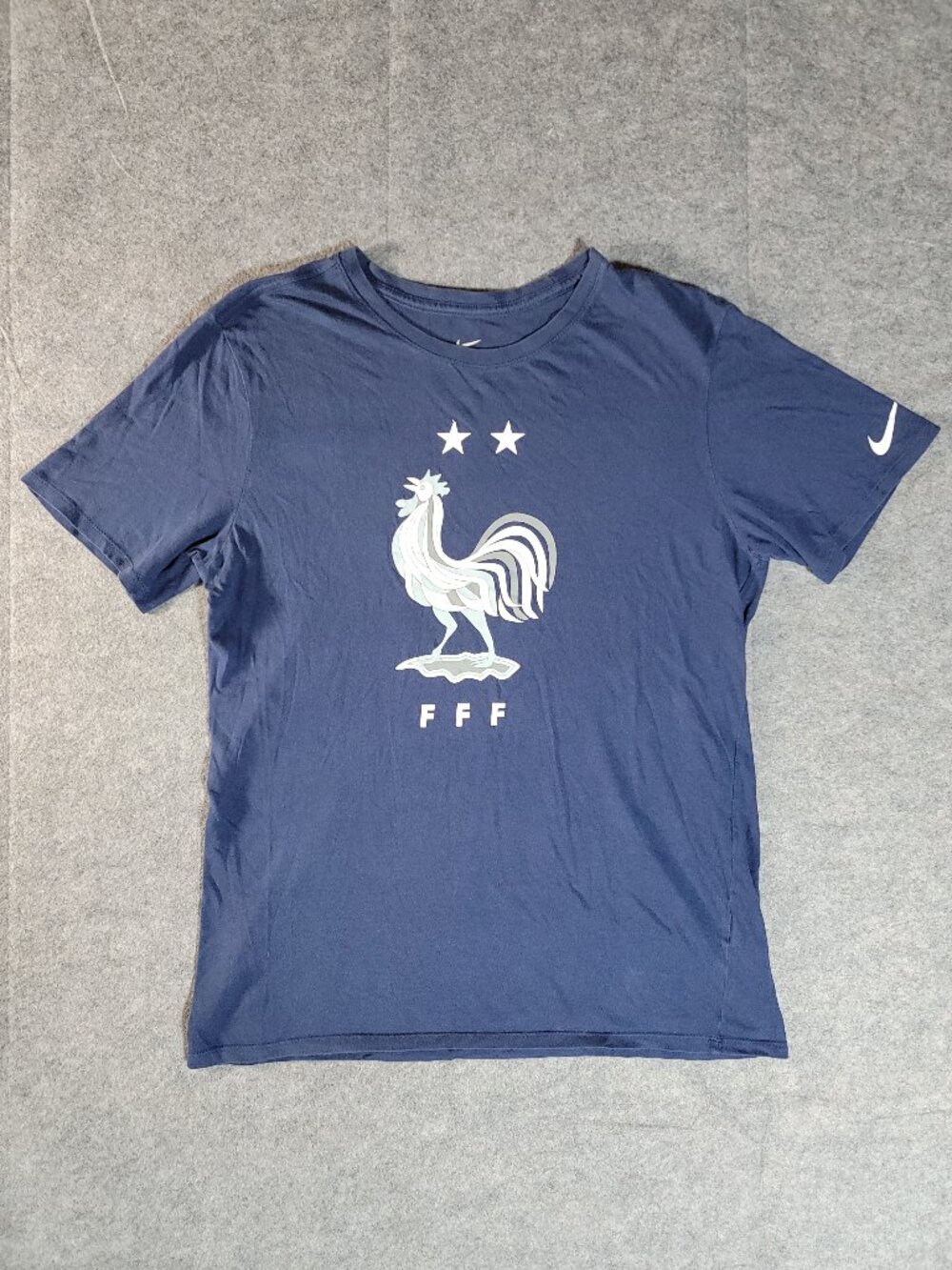 Nike FFF France National Football Team Soccer T-Shirt Navy Blue Mens Size M